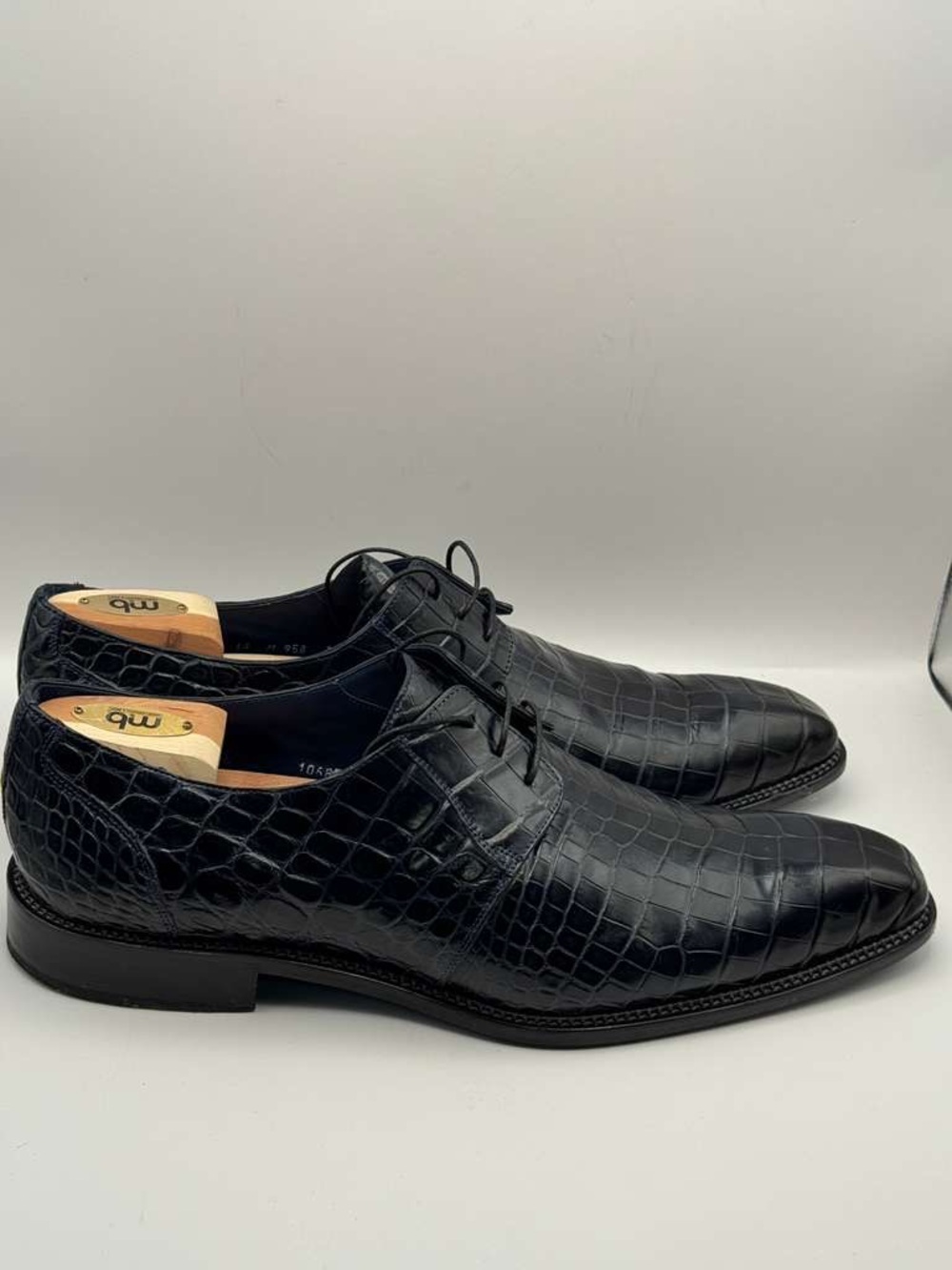 Mezlan Platinum Blue Crocodile Dress Shoes Size 14 - Picture 2 of 7